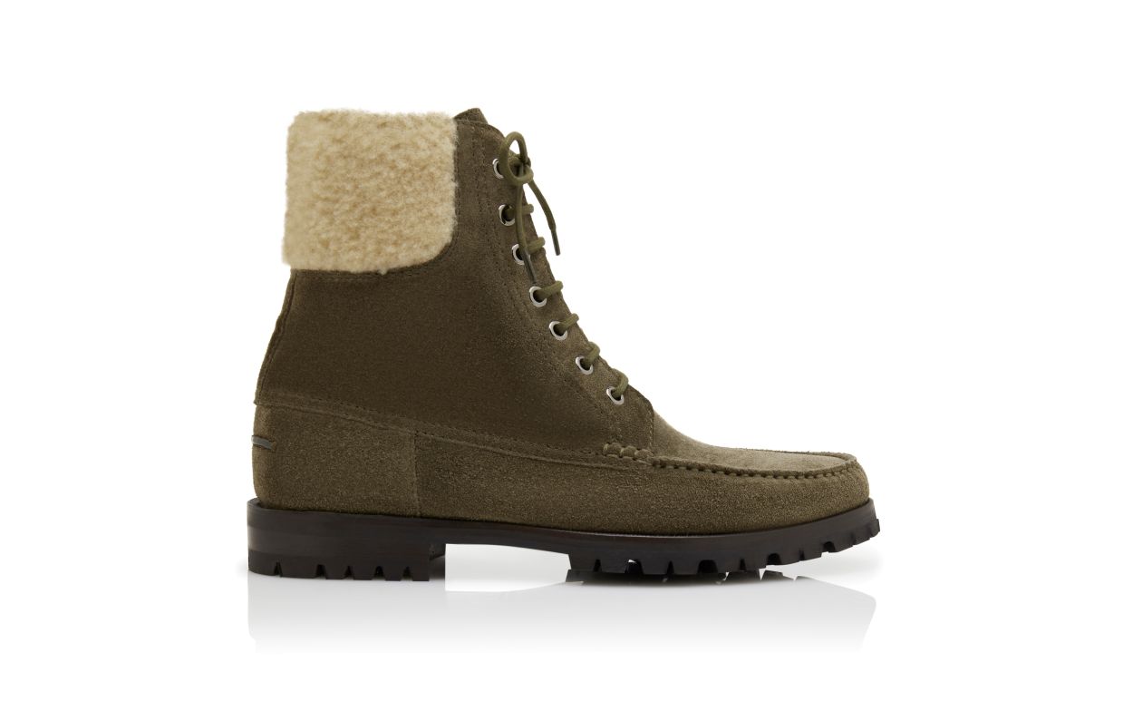 Stivali Caviglia in Suede Verde Scuro