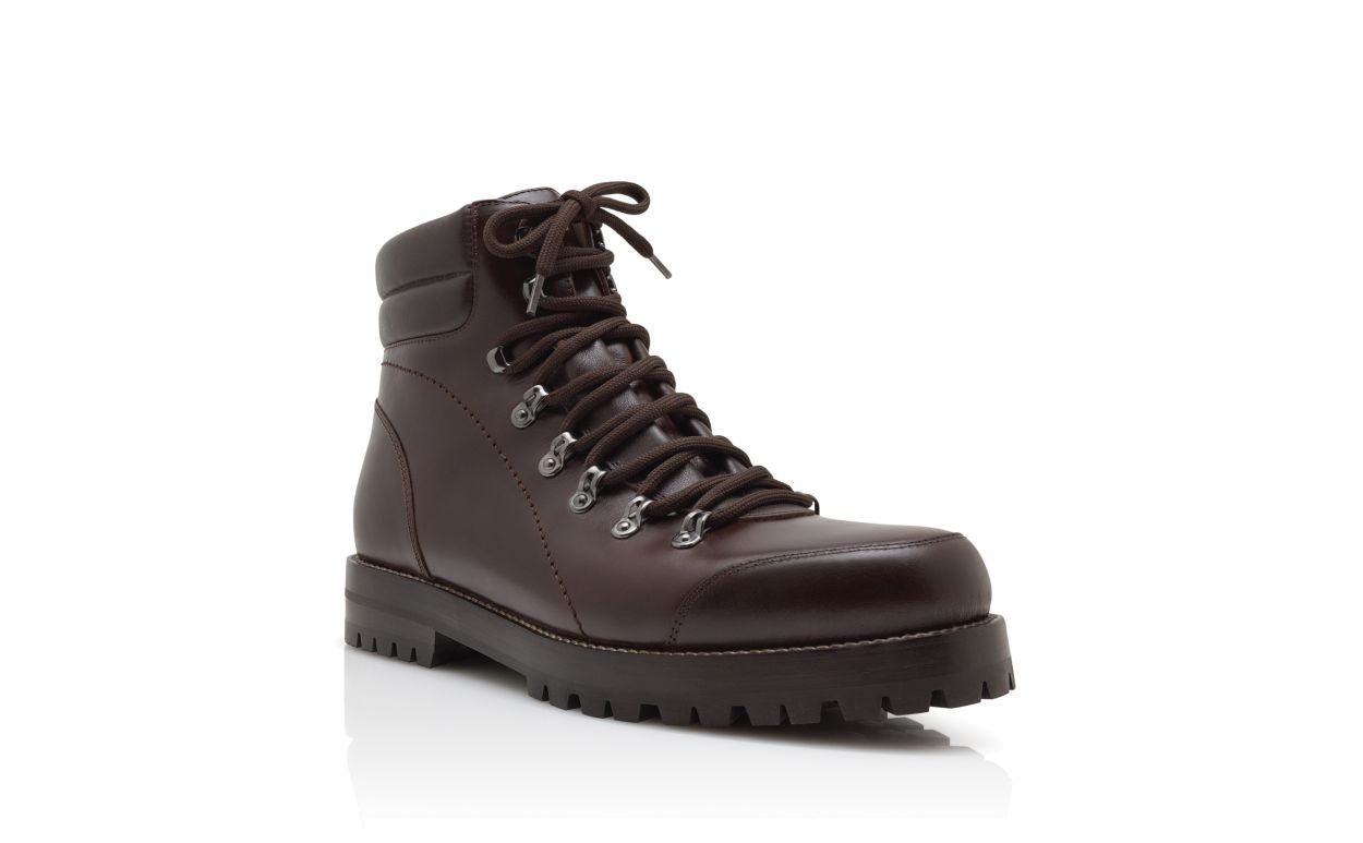 Stivali Ankle in Pelle di Vitello Marrone Scuro