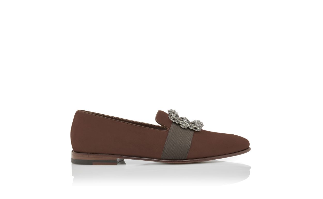 Loafers in Suede Marrone con Fibbia di Gioiello