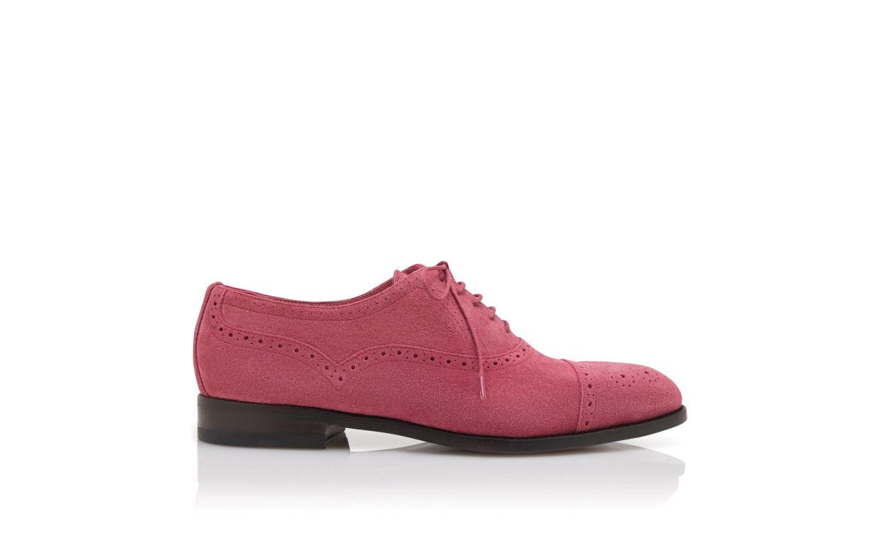 Oxford con punta in pelle di capra rosa scuro