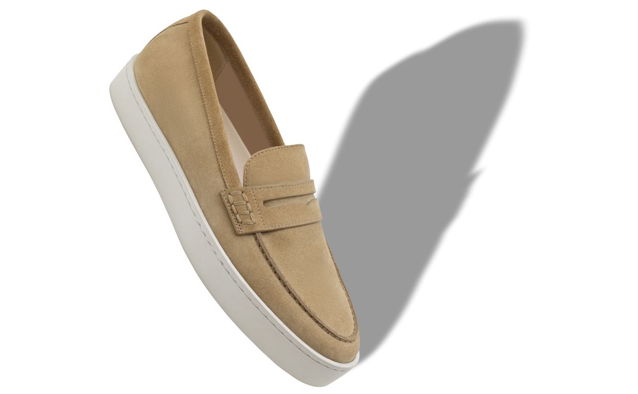 Mocassini in Suede Khaki Chiari Slip-On