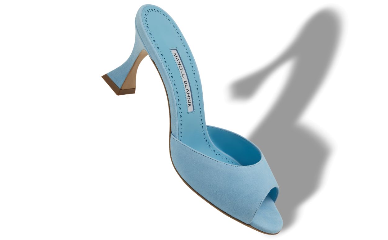 Mocassini in Suede Azzurro Turchese con Punta Aperta
