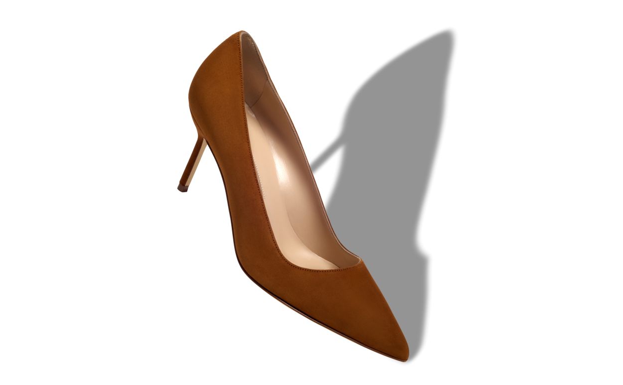 Pumps Punta Tonda in Suede Marrone