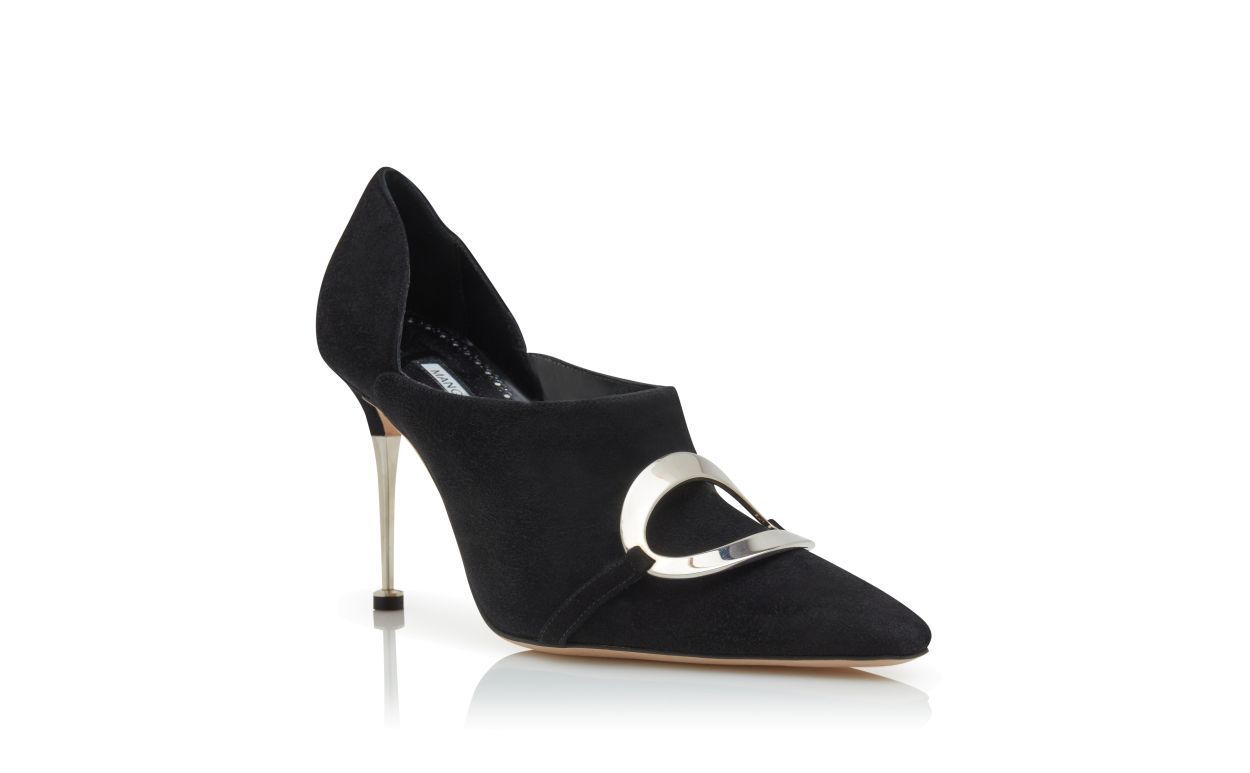 Stivaletti in Suede Nero con Fibbia