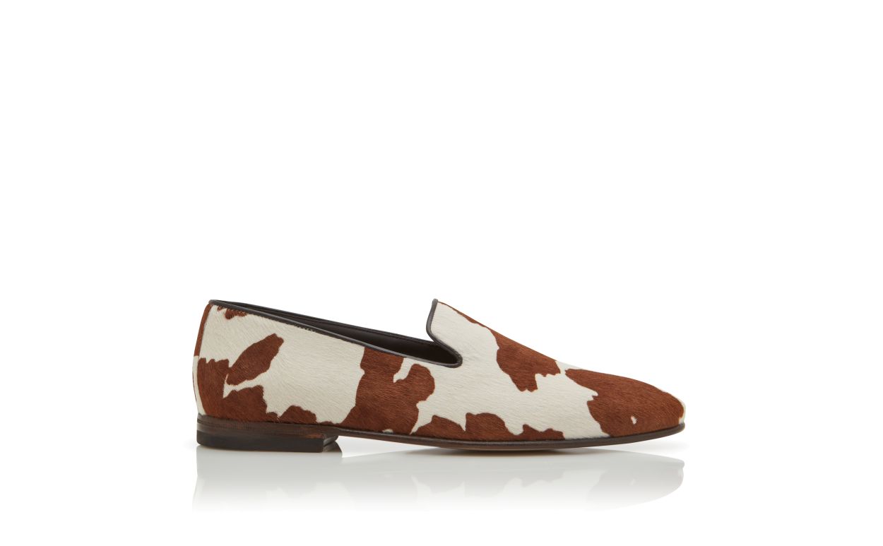 Loafers in pelle di vitello con stampa di vacca
