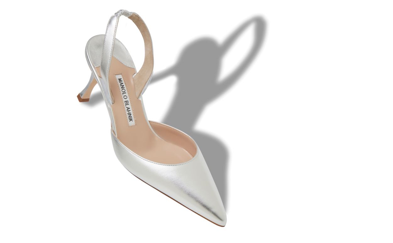 Pumps Slingback in Pelle Nappa Argento