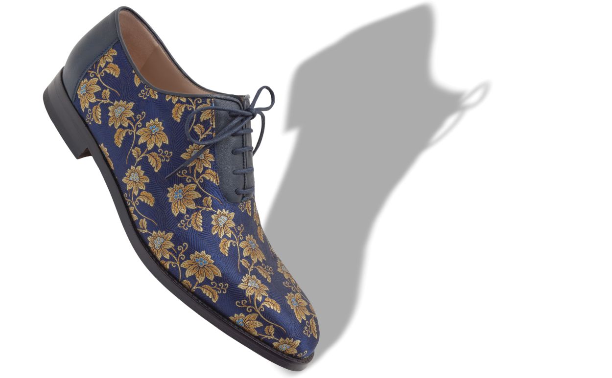 Oxfords in Seta Fiorata Blu Notte