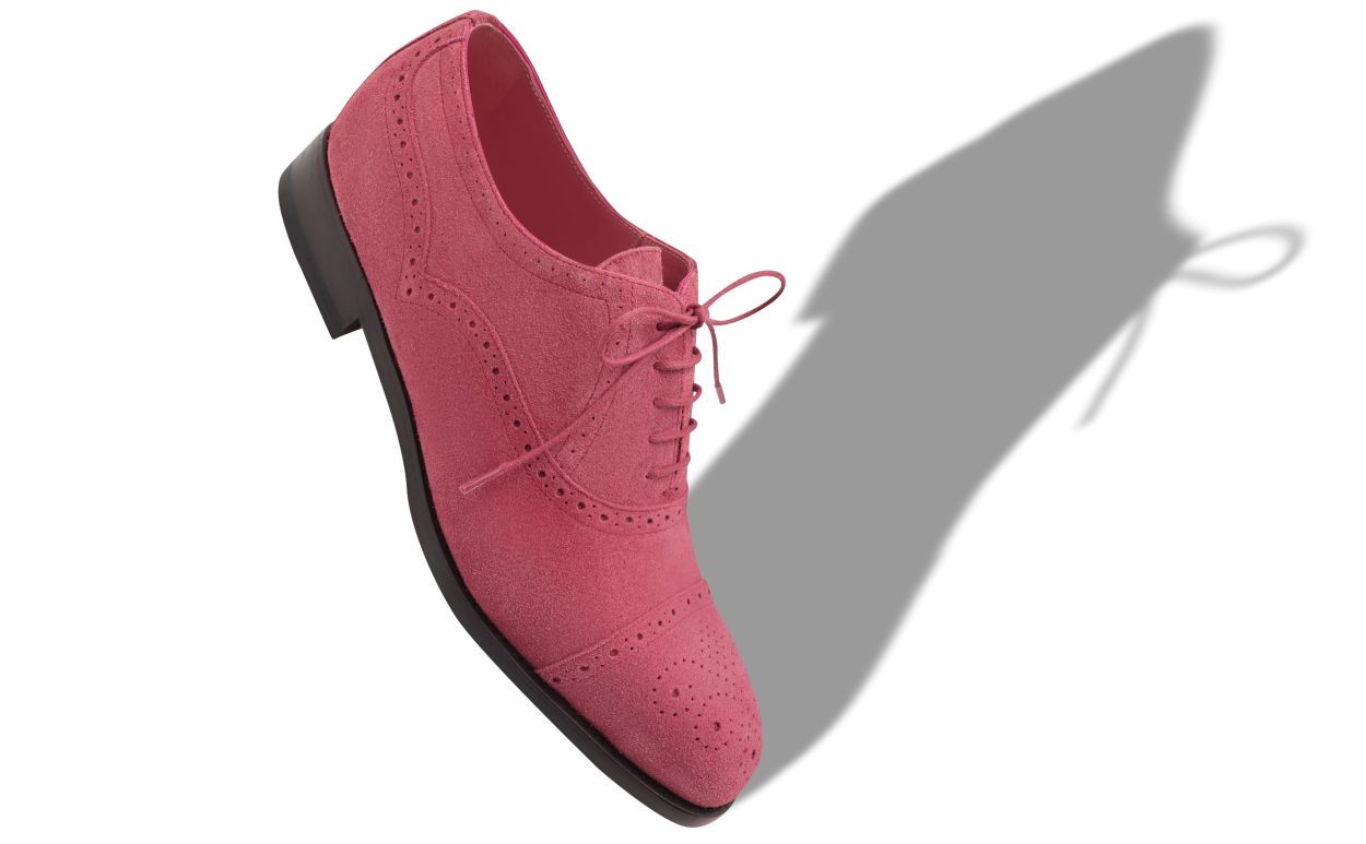 Oxford con punta in pelle di capra rosa scuro