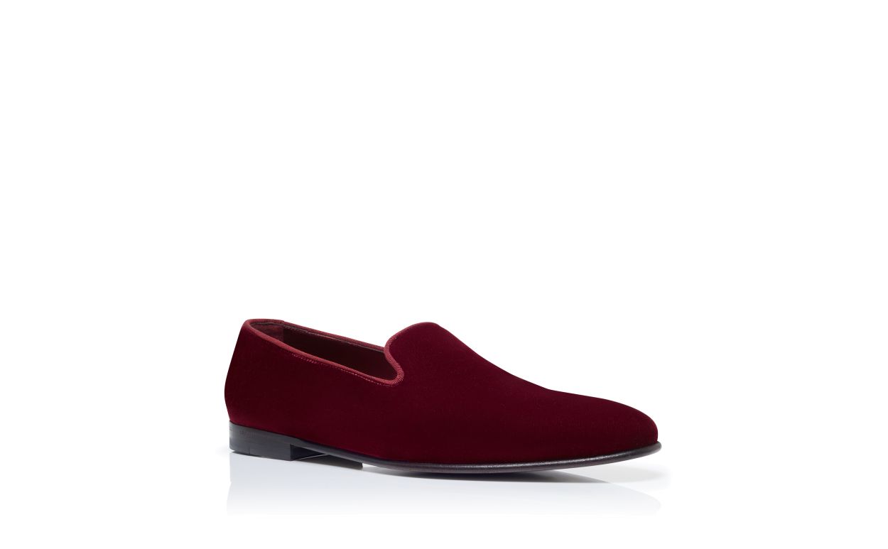 Loafer in velluto rosso scuro
