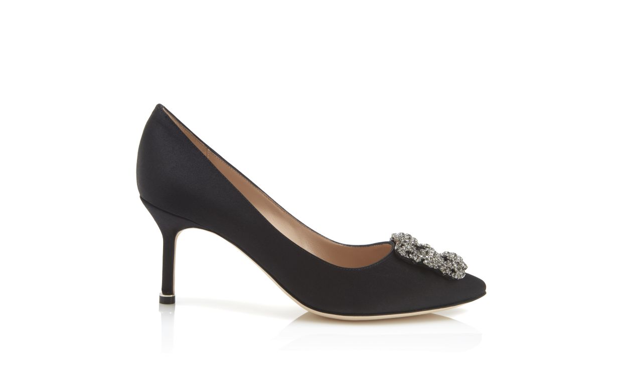 Pumps con fibbia in velluto nero