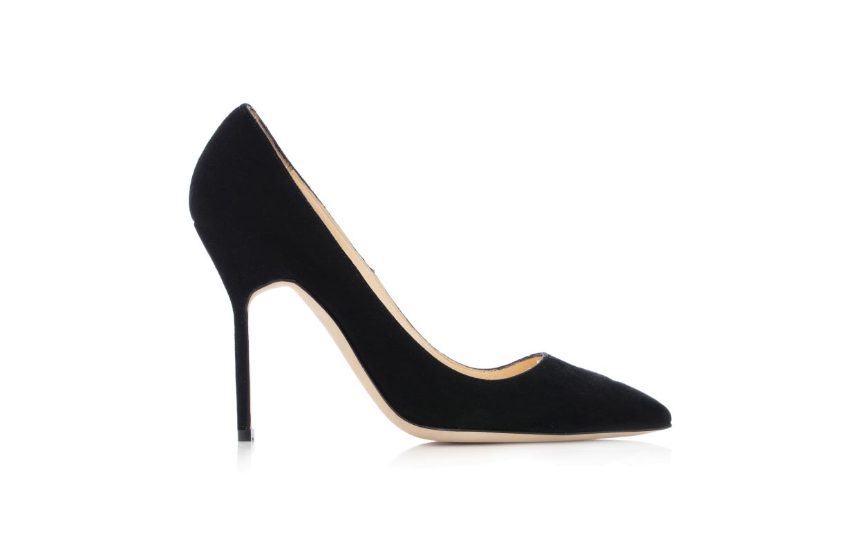 Pumps Punta Tonda in Suede Nero