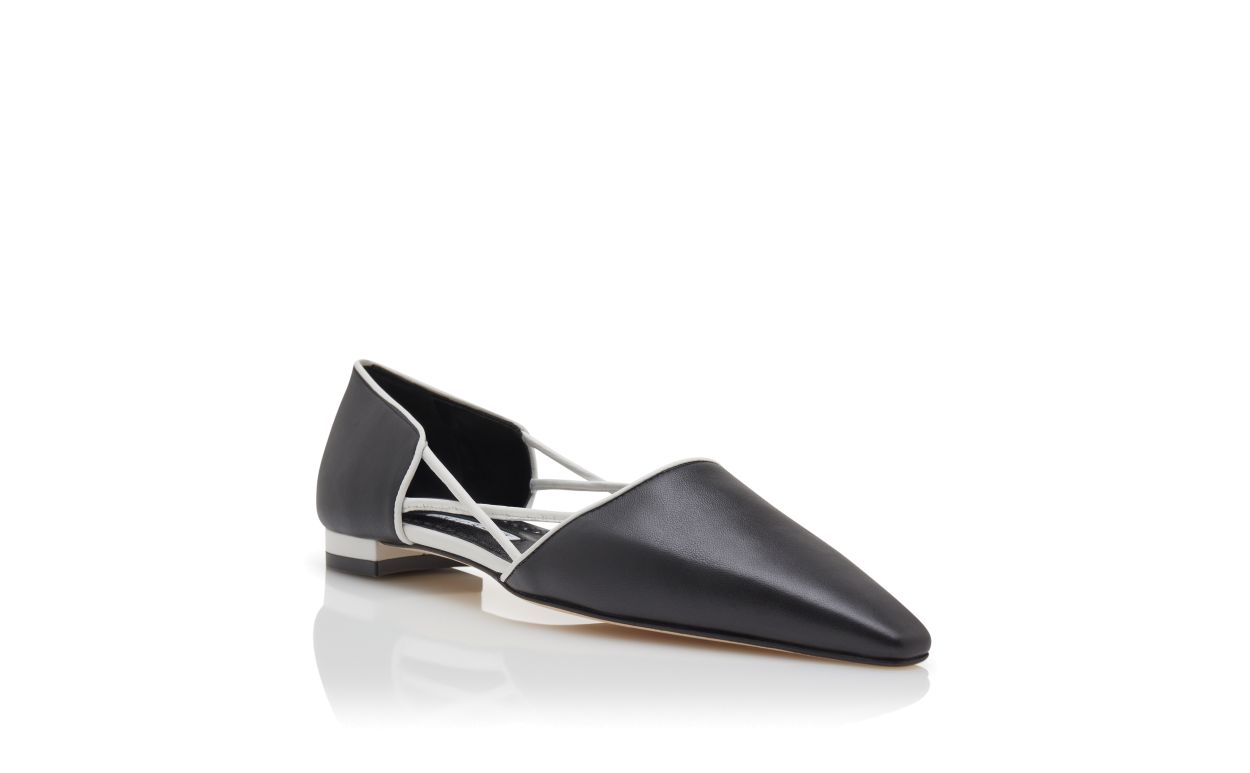 Pumps piatte in pelle di capretto nera