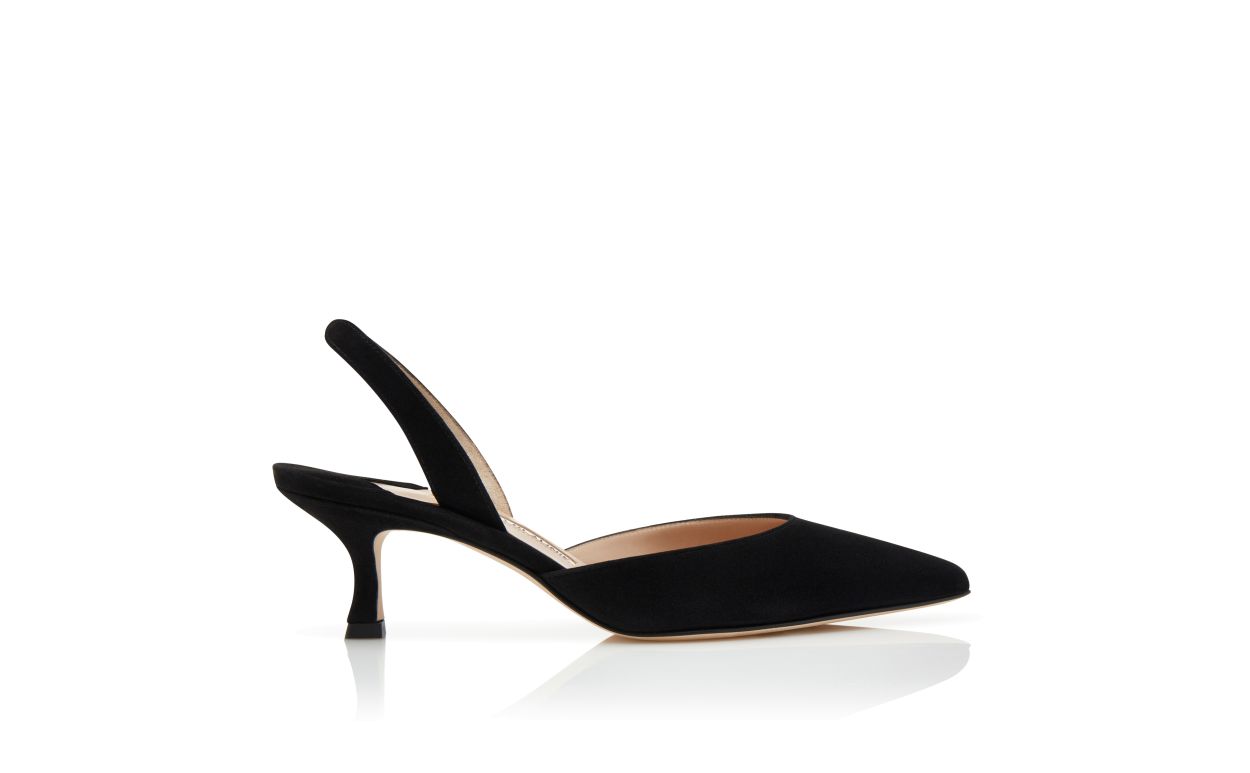 Pumps Slingback in Suede Nero