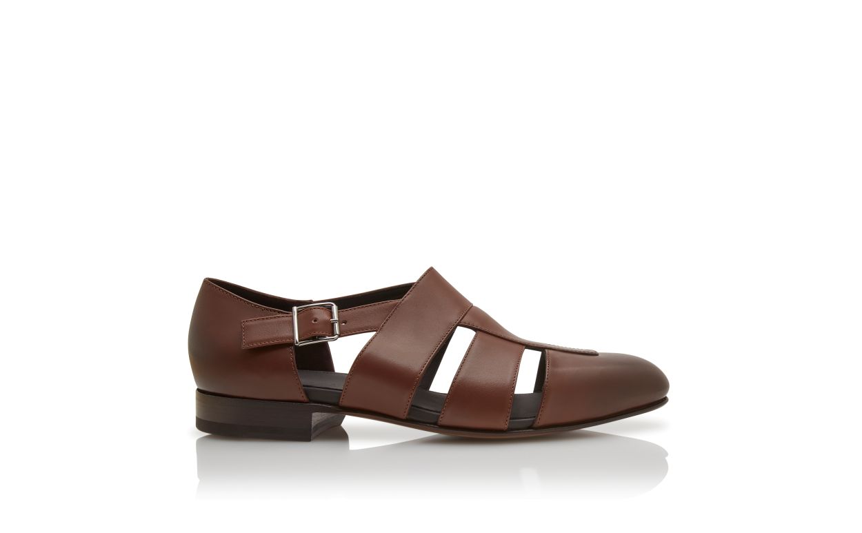 Sandali in pelle di vitello marrone scuro