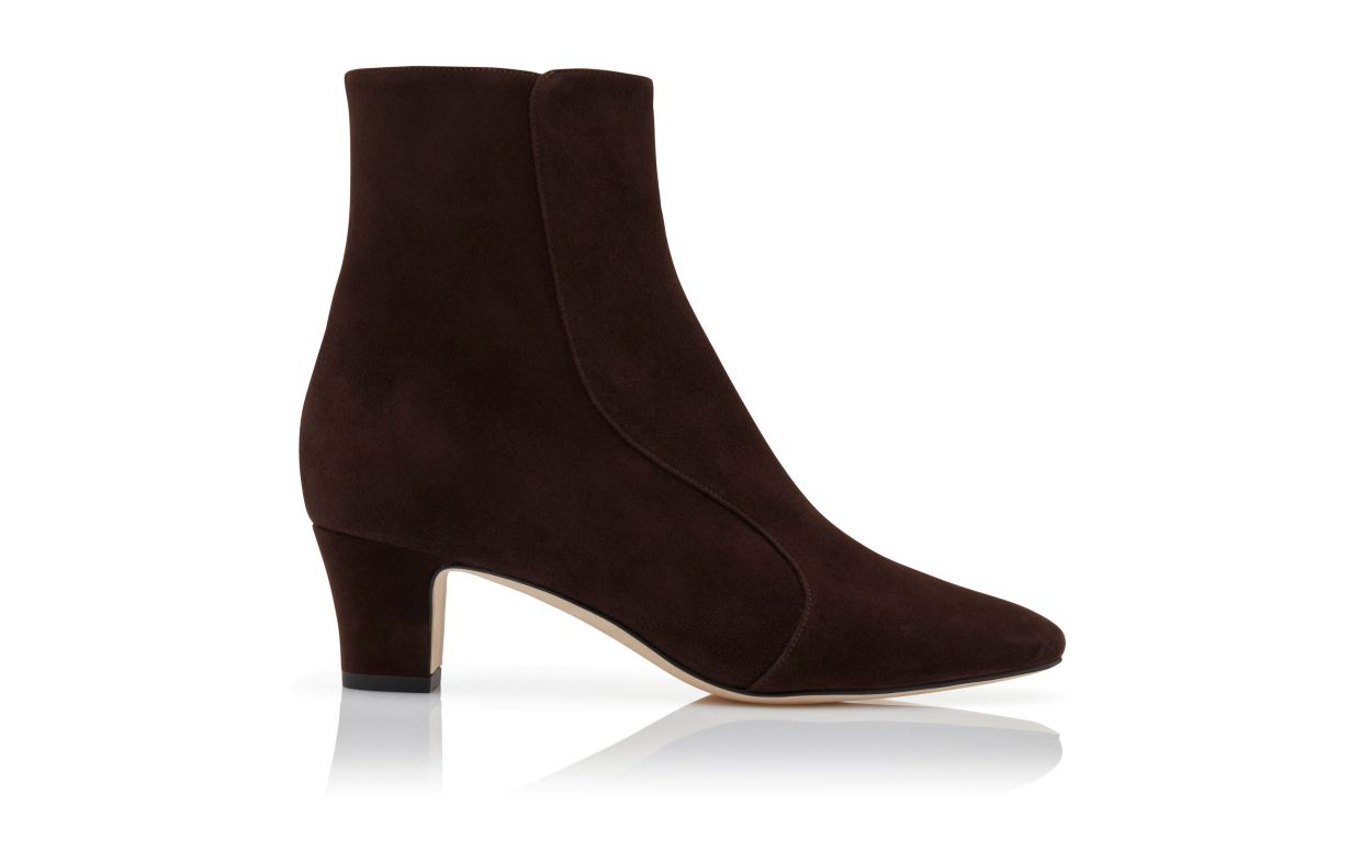 Stivali alla Caviglia Tonda in Suede Marrone