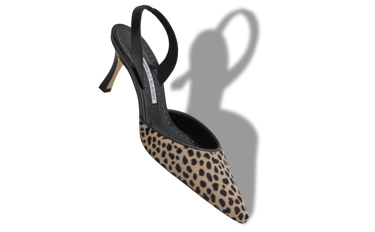 Pumps Slingback in Pelle di Vitello con Stampa Animale