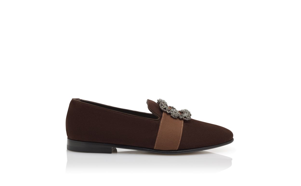 Loafer in Saffiano Marrone Scuro con Fibbia di Gioiello