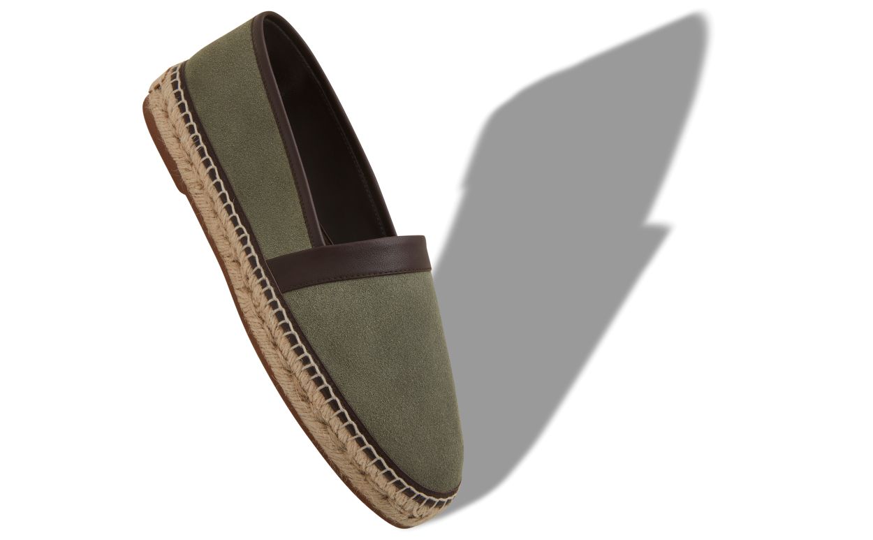 Espadrilles in pelle di vitello verde scuro