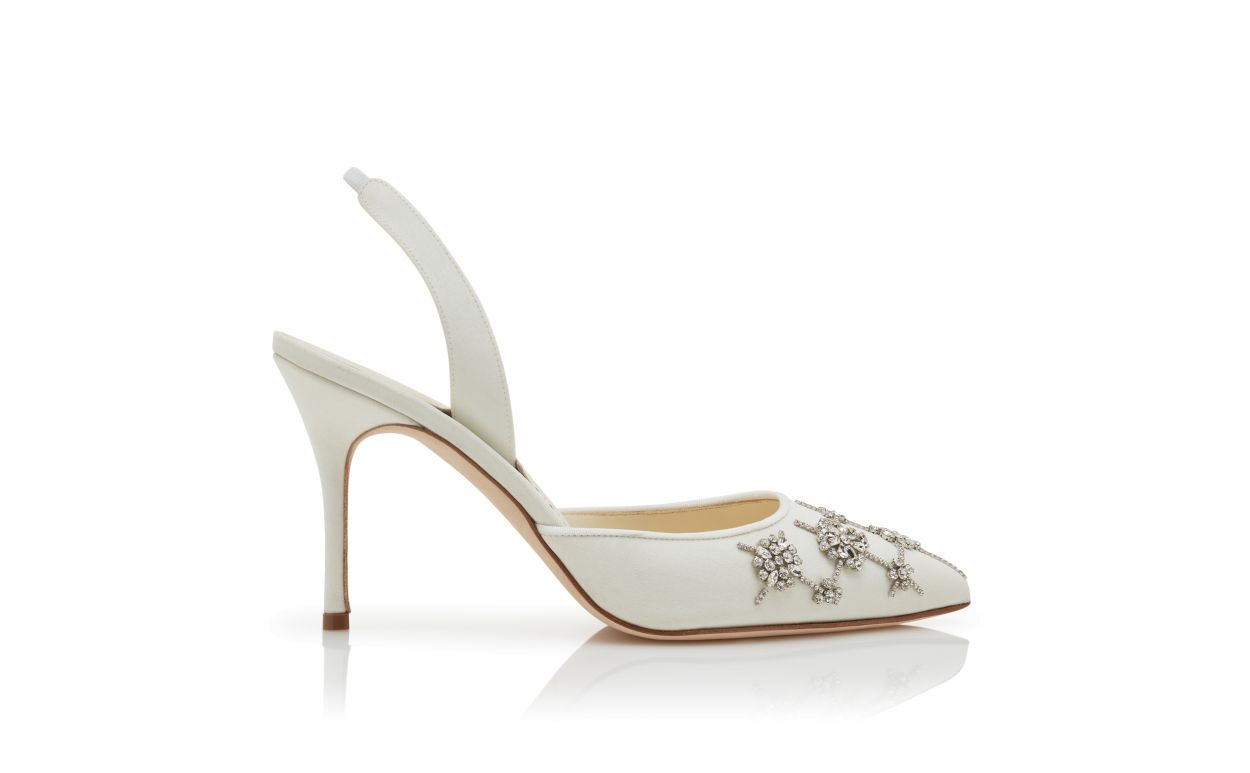 Pumps Slingback in Crêpe de Chine Avorio