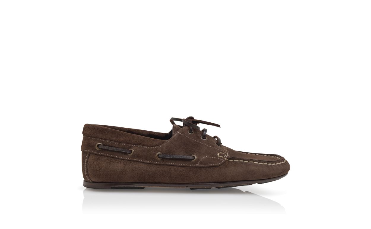 Scarpe da barca in camoscio marrone scuro