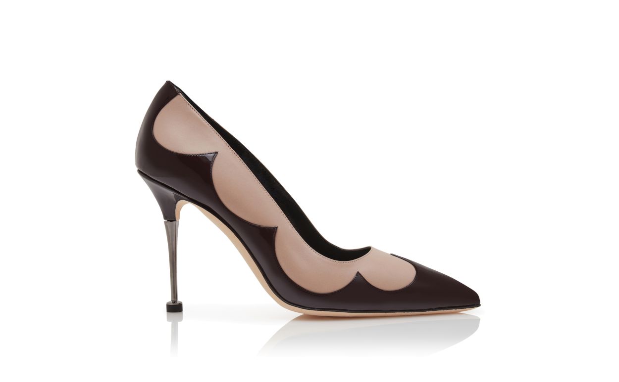 Pumps in pelle beige chiaro e marrone scuro