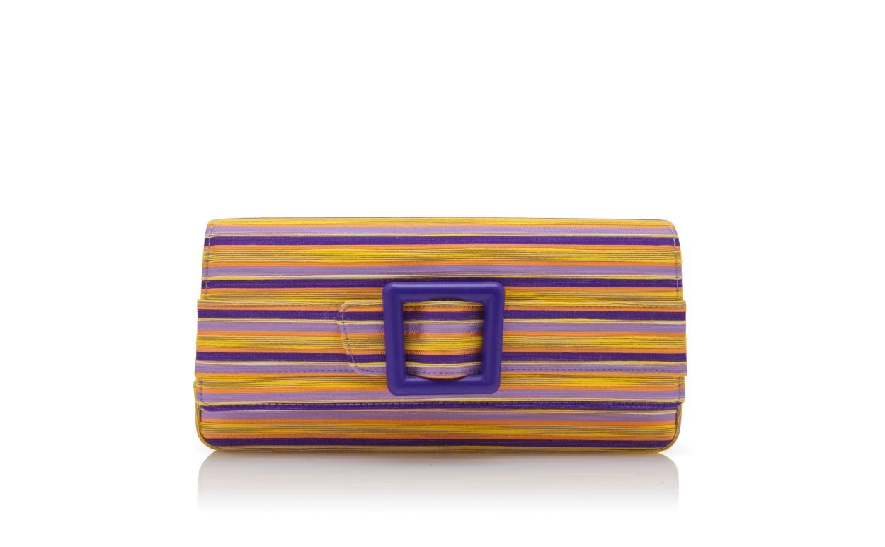 Borsa a tracolla in cotone viola e arancione con motivo a strisce