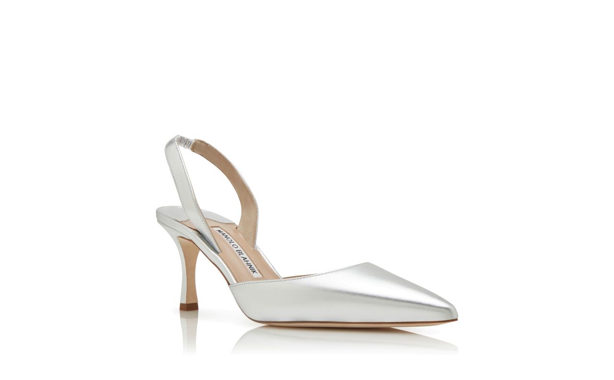 Pumps Slingback in Pelle Nappa Argento