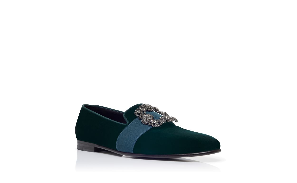 Loafer con Fibbia in Velluto Verde