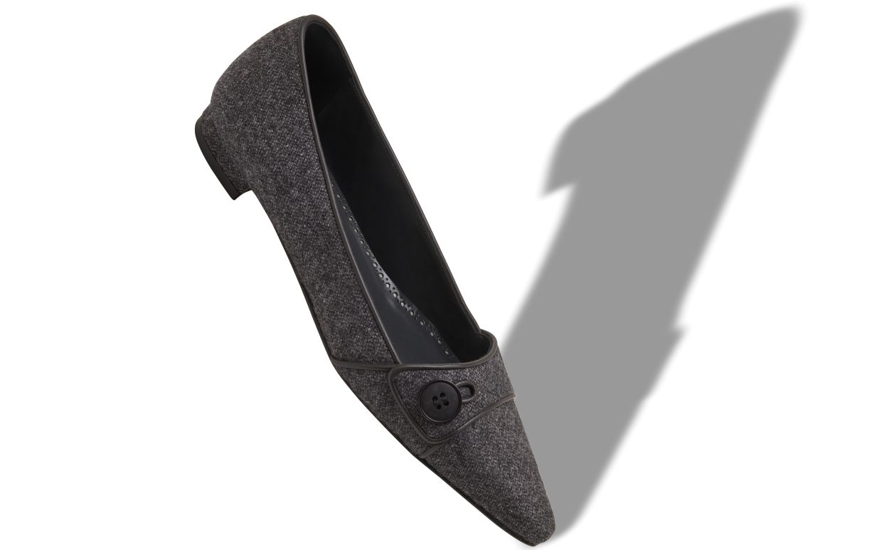 Pumps Piatte in Lana Grigio Scuro
