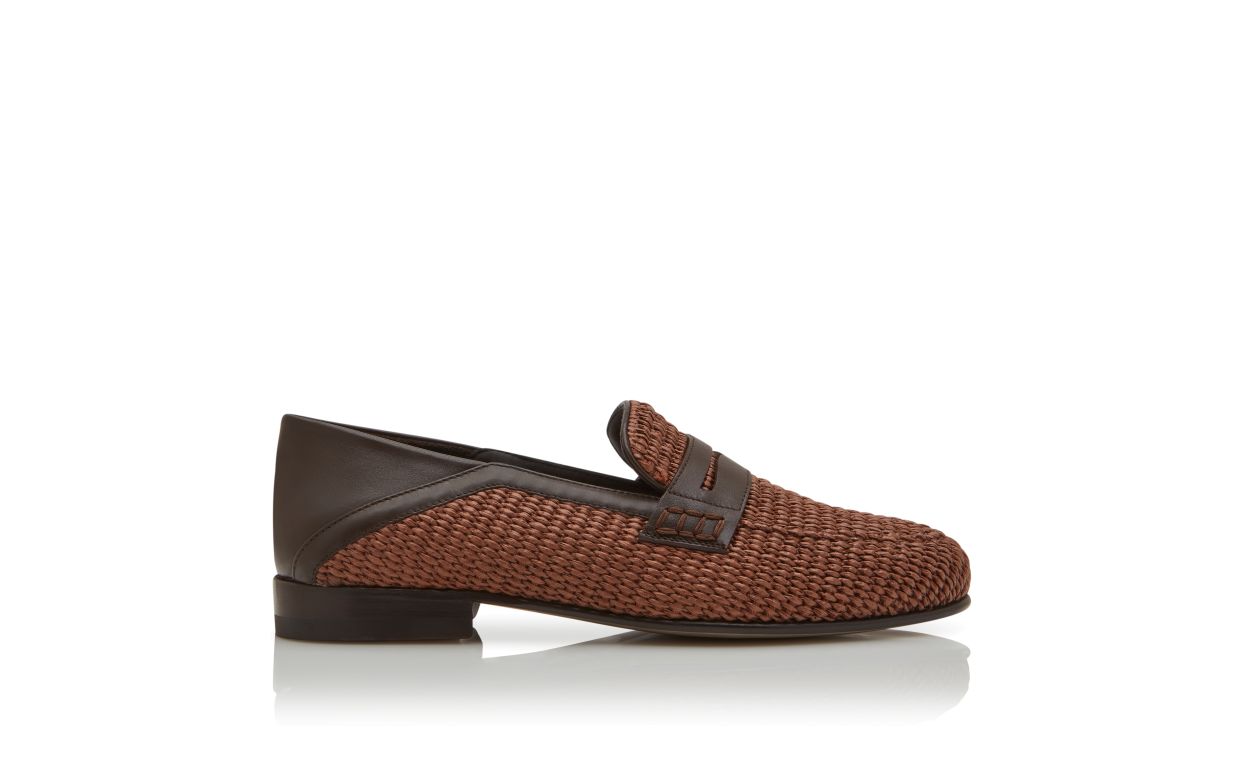 Mocassini Penny in Raffia Marrone Scuro