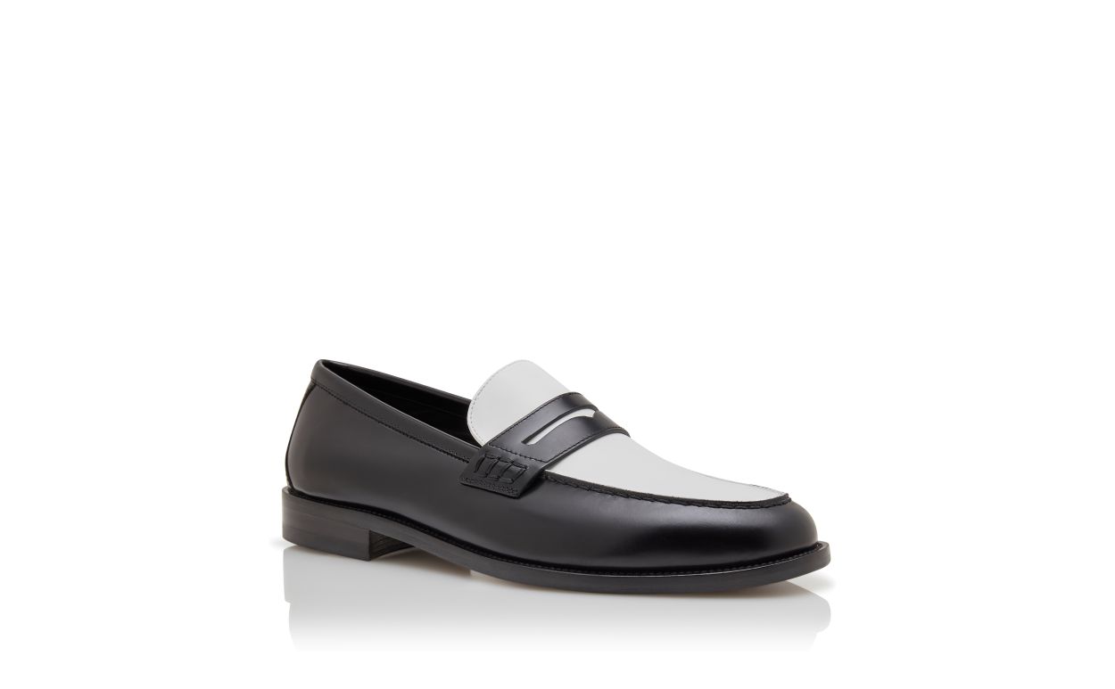 Loafer Penny in pelle di vitello nera e bianca
