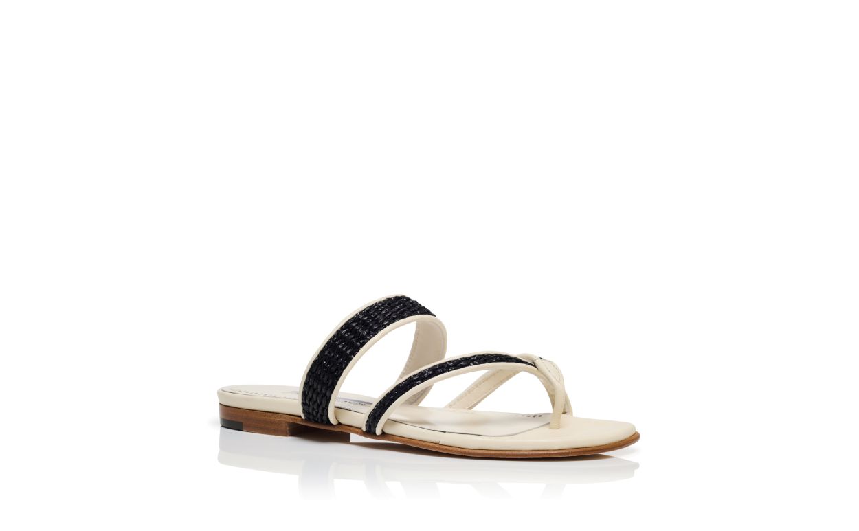 Sandali Piani in Raffia Crema