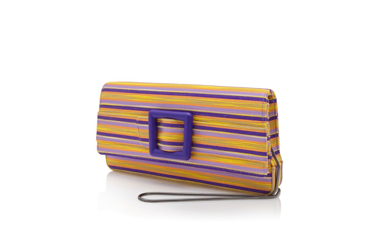 Borsa a tracolla in cotone viola e arancione con motivo a strisce