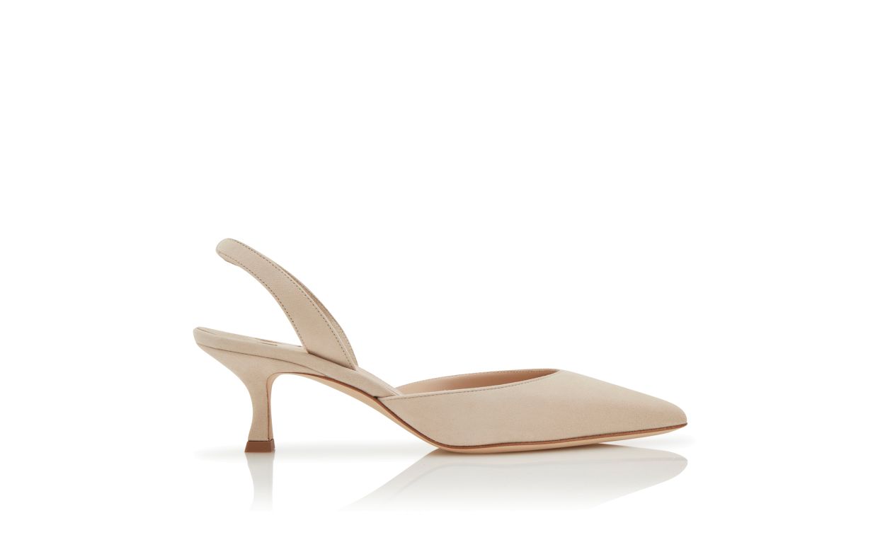 Pumps Slingback in Pelle di Capretto Beige Chiaro