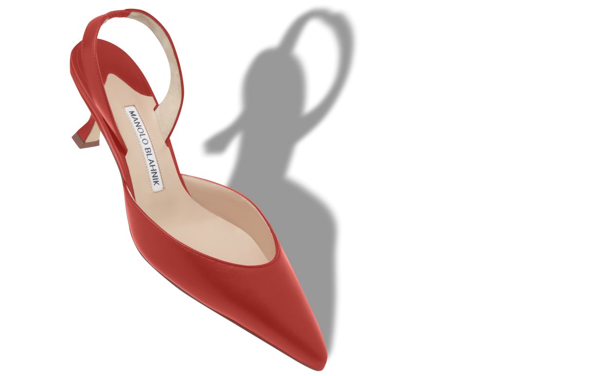 Pumps a Spillo Slingback in Pelle Nappa Rossa
