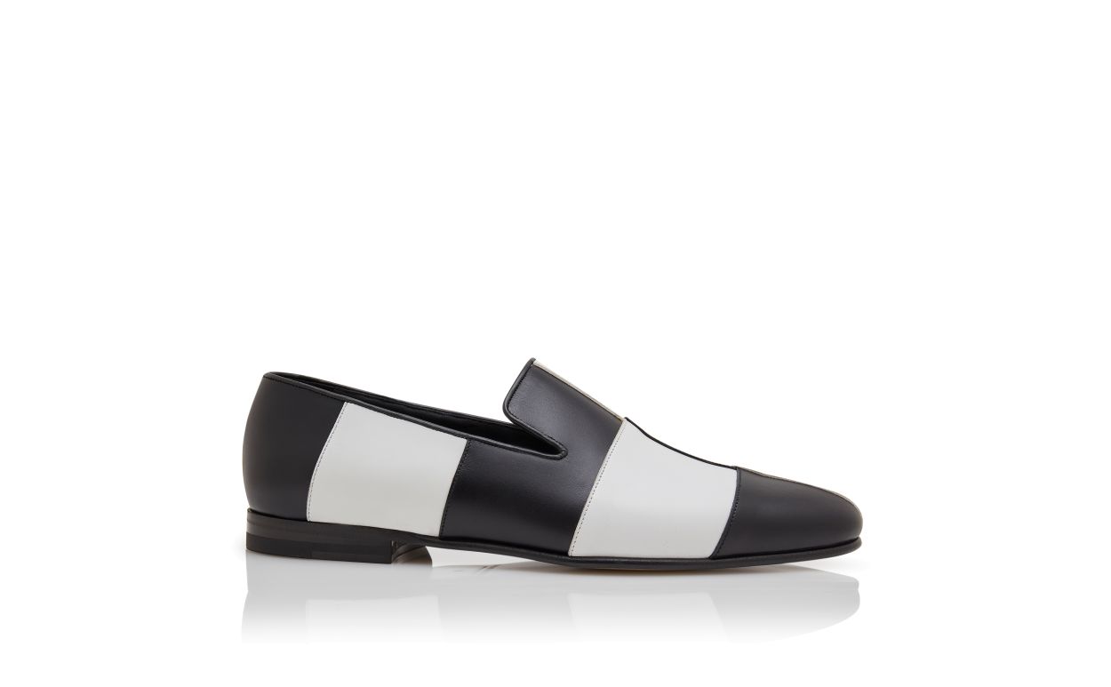 Loafers in Pelle di Vitello Nero e Bianco