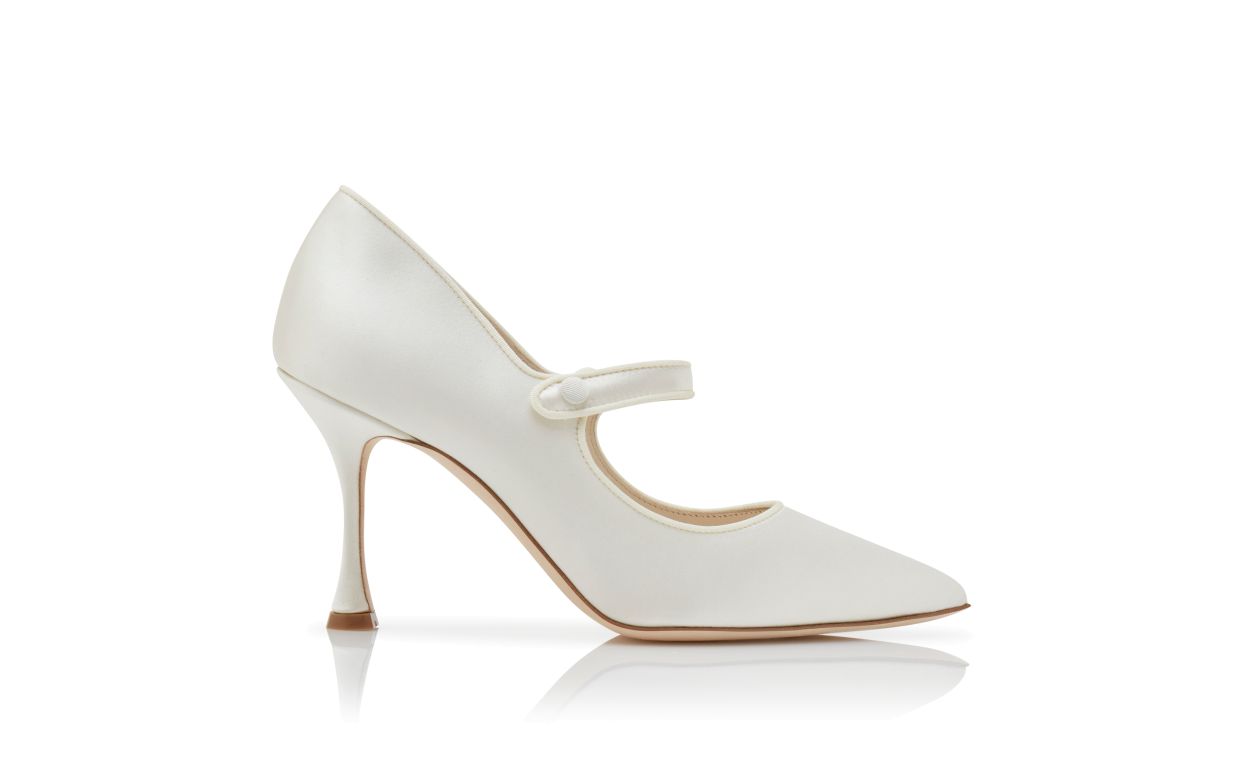Pumps Punta Tonda in Seta Crema