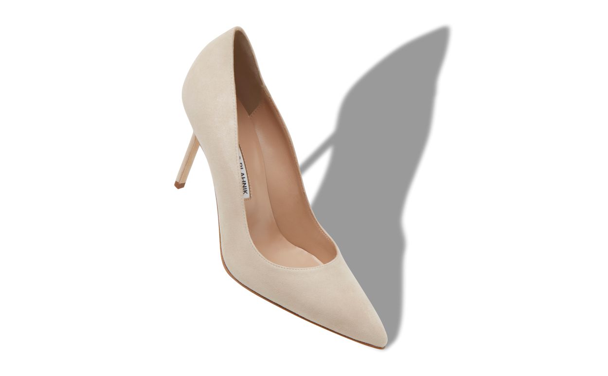 Pumps Punta Tonda in Suede Beige Chiaro