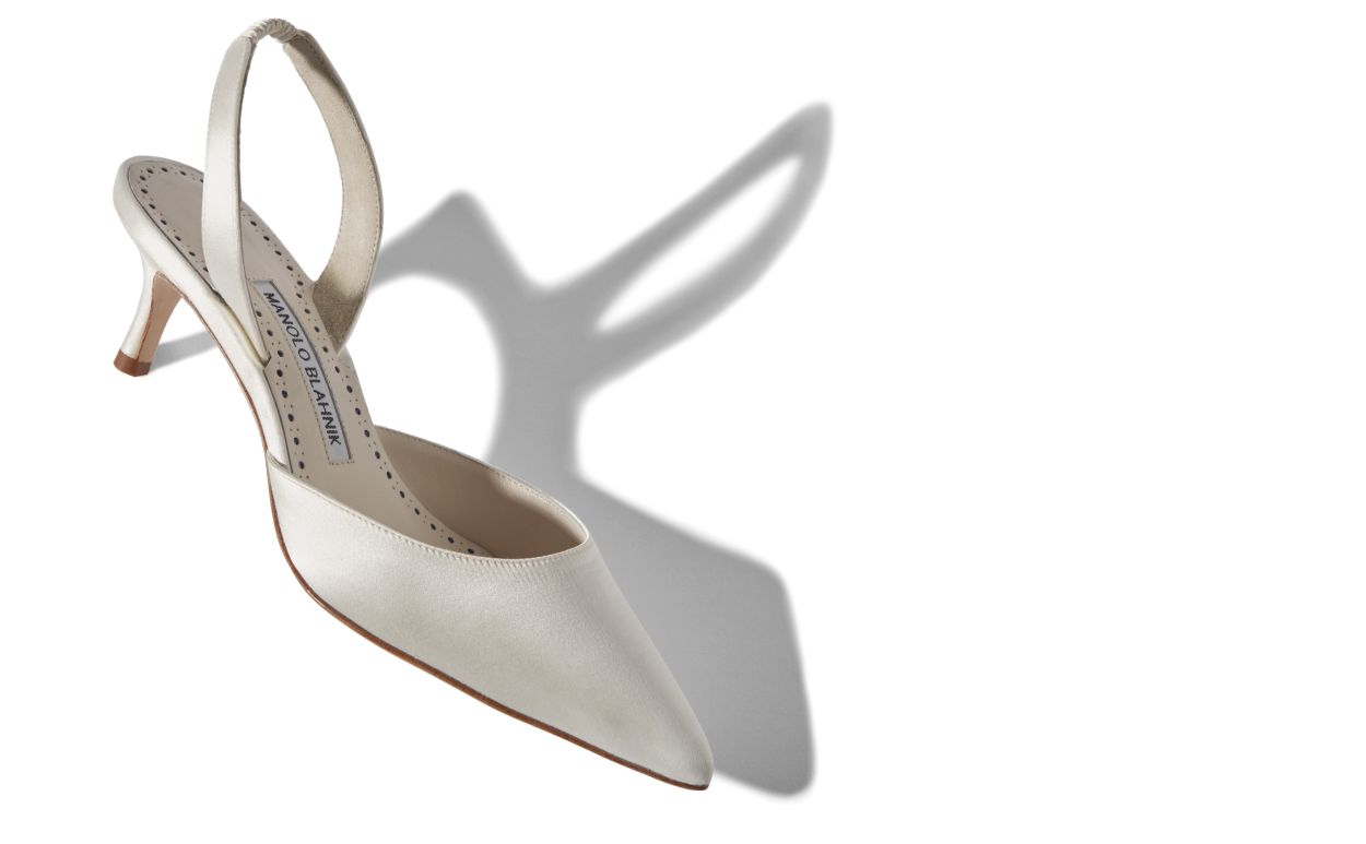 Pumps Slingback in Seta Bianca