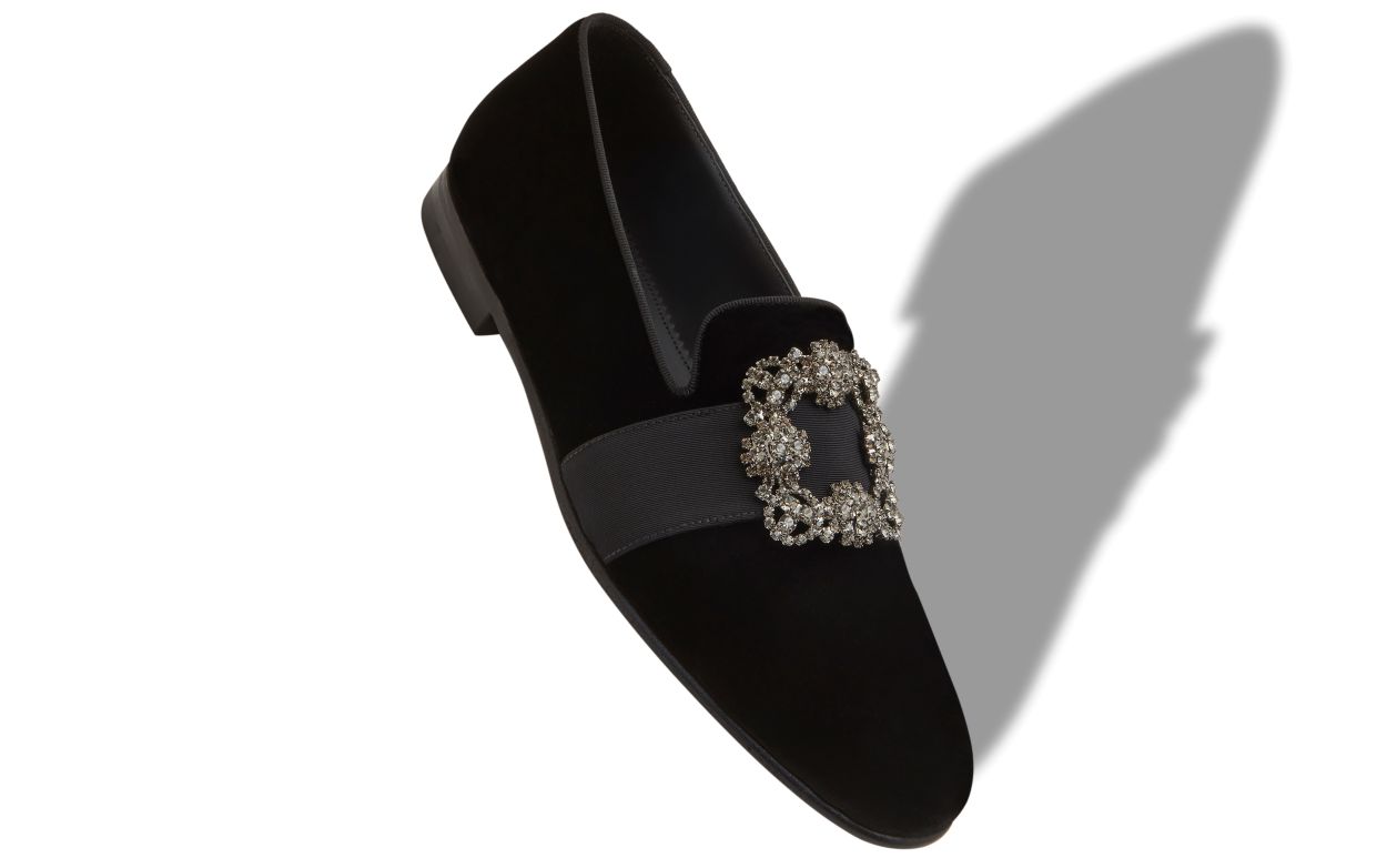 Loafers con Fibbia in Velluto Nero