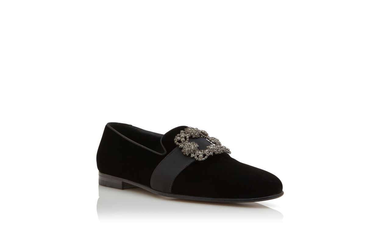 Loafers con Fibbia in Velluto Nero