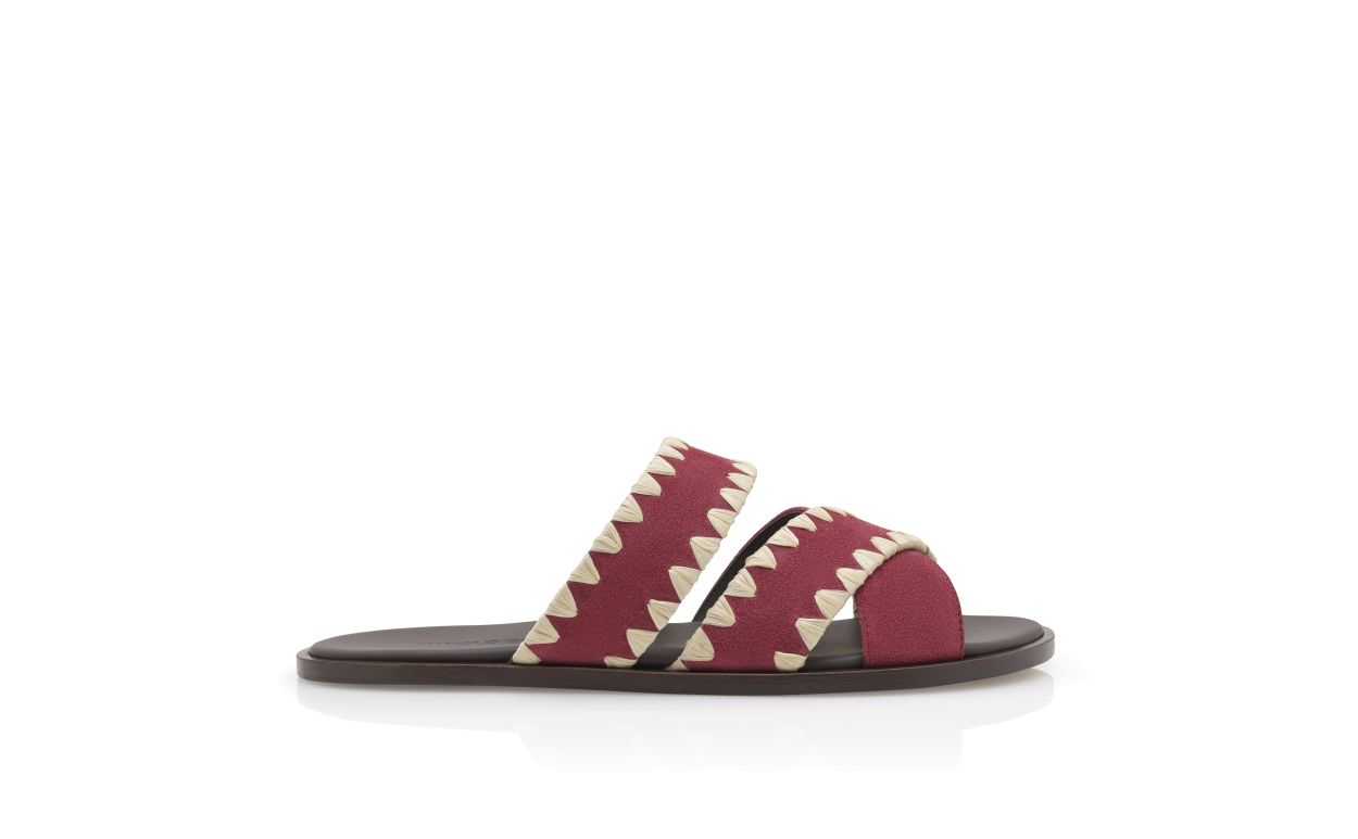 Sandali con punti a copertura in suede rosso scuro