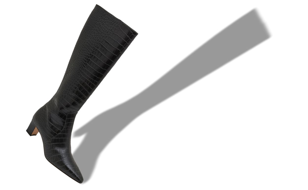 Stivali Al Ginocchio in Pelle di Vitello Nero