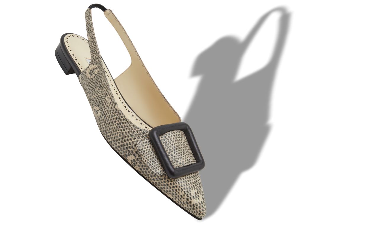 Pumps Slingback in Pelle di Vitello con Stampa Coccodrillo