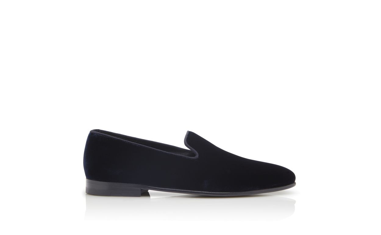Mocassini in velluto blu navy