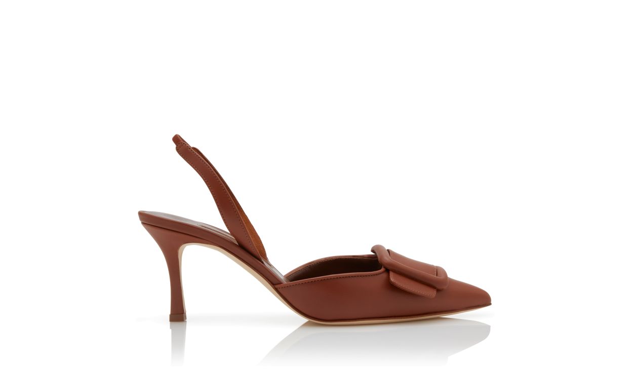 Pumps Slingback in Pelle Nappa Marrone