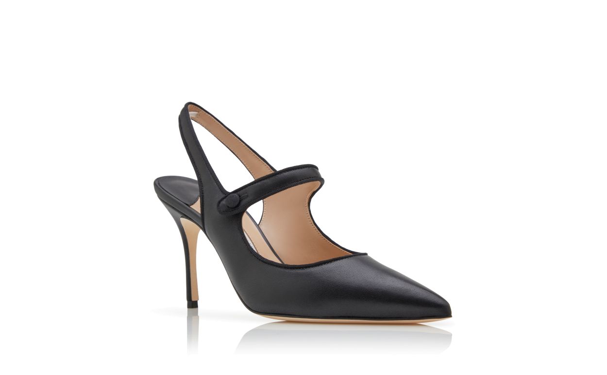 Pumps Punta Tonda in Pelle Nappa Nero