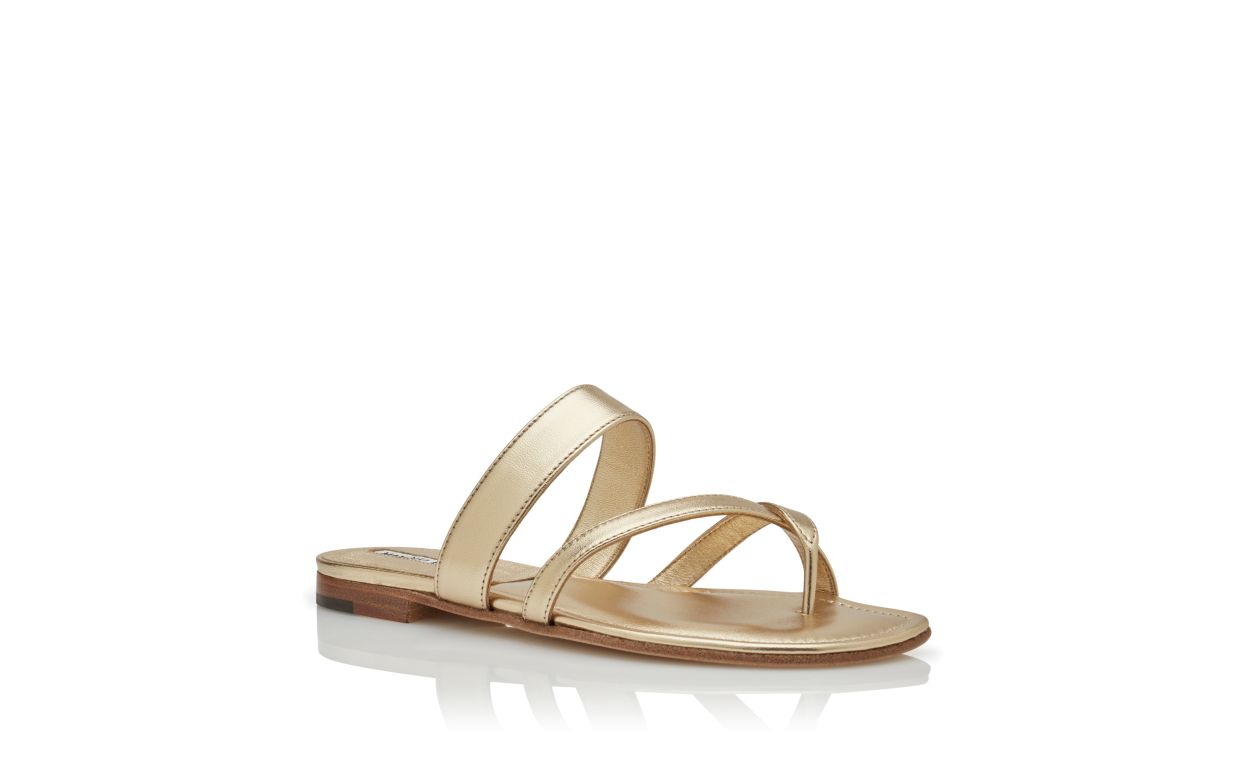 Sandali Piatto in Pelle Nappa Oro