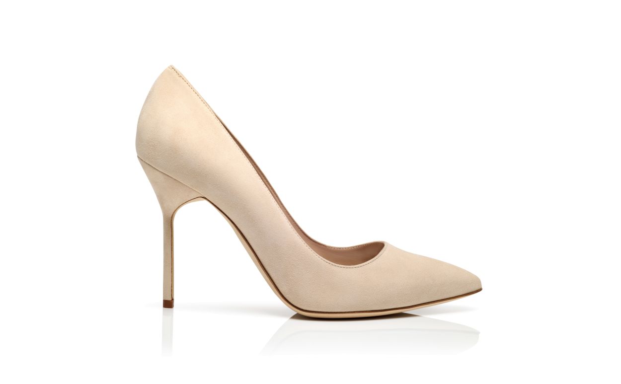 Pumps punta tonda in suede beige