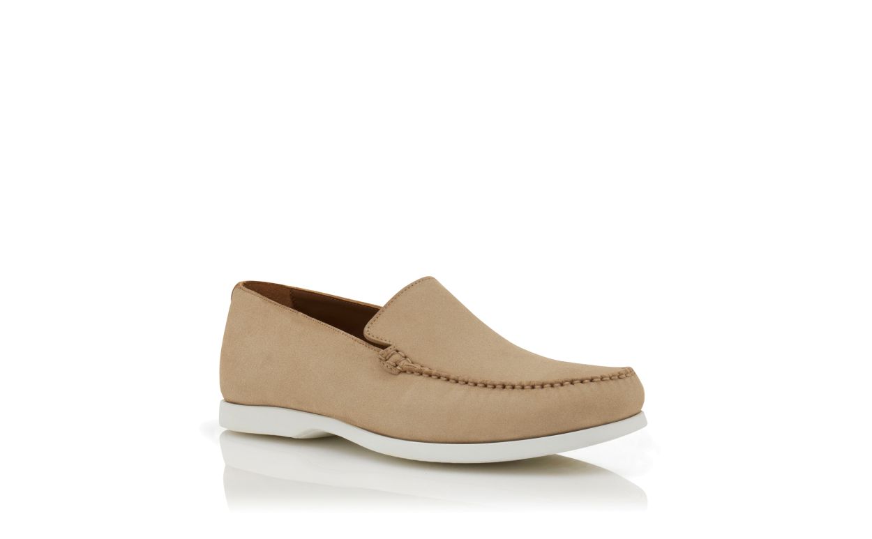 Scarpe da barca in camoscio beige